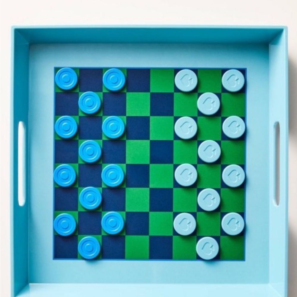 Kate Spade Blue and Green Checkers Tray Game. NWOT